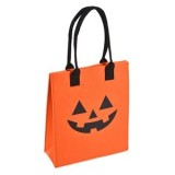 Geantă reutilizabilă din p&acirc;slă portocalie cu model dovleac de Halloween, 30x12x35cm, CMCLASS
