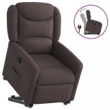 vidaXL Fotoliu rabatabil cu ridicare pe verticală, maro &icirc;nchis, textil