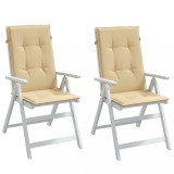 VidaXL Perne scaun cu spătar &icirc;nalt 2 buc. melanj bej 120x50x4cm textil