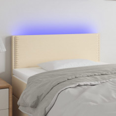 vidaXL Tăblie de pat cu LED, crem, 90x5x78/88 cm, textil