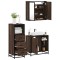 vidaXL Set mobilier de baie, 3 piese, stejar maro, lemn prelucrat 3301029
