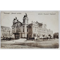 CLUJ , TEATRUL NATIONAL , CARTE POSTALA ILUSTRATA , 1930