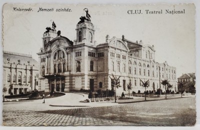 CLUJ , TEATRUL NATIONAL , CARTE POSTALA ILUSTRATA , 1930 foto