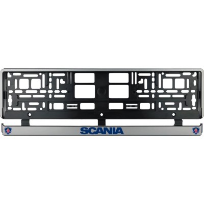 Set 2 bucati, suport numar inmatriculare argintiu Scania foto
