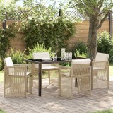 vidaXL Set de masă pentru grădină 5 pcs Bej Rattan poli