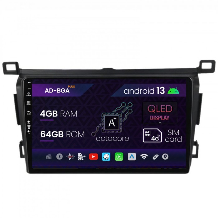 Navitatie Toyota RAV4 (2013-2018), Android 13, A-Octacore 4GB RAM + 64GB ROM, 9 Inch - AD-BGA9004+AD-BGRKIT092