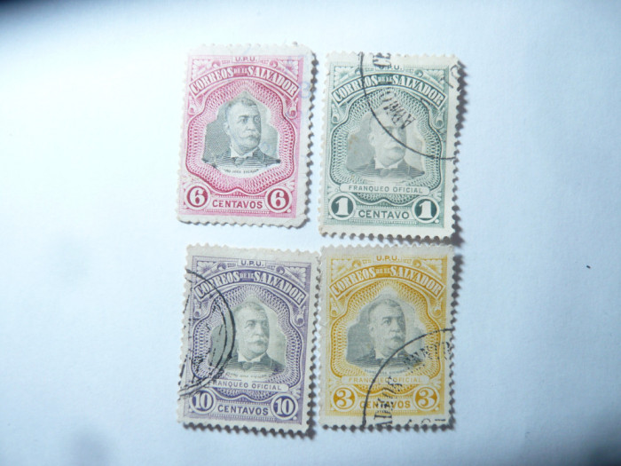 4 Timbre Salvador 1906 - Presedinte Escalon , UPU : 1 ,3 , 6 , 10 , stampilate