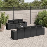 VidaXL Set mobilier de grădină cu perne, 8 piese, negru, poliratan
