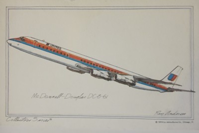 CARTE POSTALA AVION MC DONNELL-DOUGLAS DC-8-61. ROY ANDERSON. SERIA COLECTOR foto