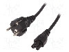 Cablu alimentare AC, 1.8m, 3 fire, culoare negru, CEE 7/7 (E/F) &amp;#351;tecar in unghi, IEC C5 mama, LOGILINK - CP093