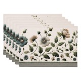 Cumpara ieftin Set 6 suporturi farfurii bumbac multicolor model Flori (6) 48x35 cm