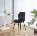 Scaun de living si bucatarie cu cadru metalic, AB104, tapiterie velvet, 89x48x43 cm,100 Kg, negru