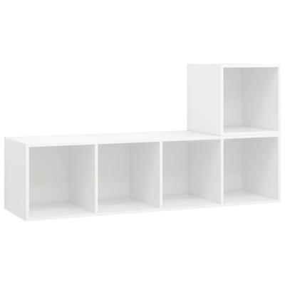 Set de dulapuri TV, 2 piese, alb, lemn prelucrat foto