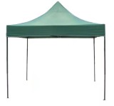 Cort Pavilion Pliabil 3x3m Verde Impermeabil Poliester, Cadru Metalic, Gradina/Curte/Evenimente