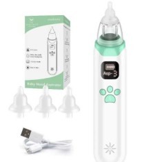 Aspirator nazal electric pentru copii si bebelusi, CRISTALIS SALE&trade; , 3 trepte de Aspirare, Baterie Reincarcabila, Cablu USB, 3 Capete de Silicon, Sile