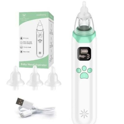 Aspirator nazal electric pentru copii si bebelusi, CRISTALIS SALE&amp;trade; , 3 trepte de Aspirare, Baterie Reincarcabila, Cablu USB, 3 Capete de Silicon, Sile foto