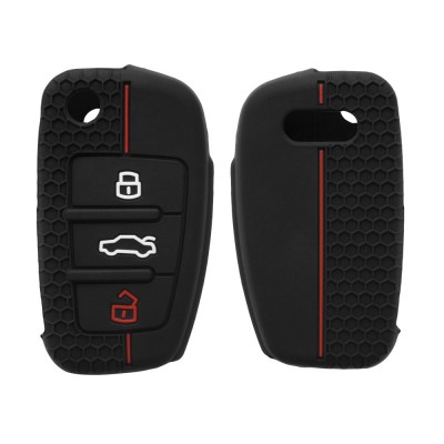Husa Cheie Auto pentru Audi - 3 Butoane, kwmobile, Silicon, Negru, 53134.01 foto