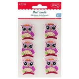 Bufnite 3D Roz Daco Art, Set 6 Bucati, Lemn si Pasla cu Adeziv, Accesorii Craft DIY, Scrapbooking, Felicitari