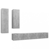 Cumpara ieftin Set de dulapuri TV, 4 piese, gri beton, lemn prelucrat