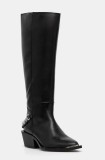 Steve Madden ghete de piele Xayenne femei, culoarea negru, cu toc drept, SM11003321