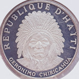 108 Haiti 10 Gourdes 1971 47g 99.9% Geronimo Chiricahua km 82 proof argint, America Centrala si de Sud