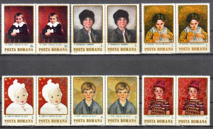 A11 TX10 5 - 1984 - Figuri de copii in pictura romaneasca - perechi de doua timbre