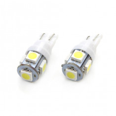 Bec de pozitie tip LED , T10 W2.1x9.5 W5W, 12V , 5 SMD 5050, culoare alb , AMIO, set 2 buc AutoDrive ProParts