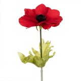 Floare Artificială Anemona, 40cm, Culoare Roșu, Material Plastic, Oem