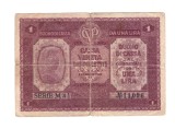 Bancnota Italia ocupatia austriaca 1 lira 2 ianuarie 1918, circulata, stare relativ buna