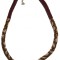 B348. Colier Handmade din Margele Piele de Sarpe, Maro-Roz, 50 cm