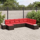 vidaXL Set de canapele pentru grădină cu pernă 8 pcs Maro poliratan 3347184