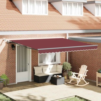 vidaXL Copertina retractabilă automat cu LED-uri, vișiniu, 400x300 cm foto