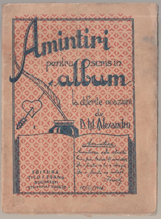 D. M. Alexandru - Carte de amintiri de scris in albume la diferite ocaziuni