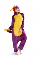 PJM131-910 Pijama pufoasa intreaga cu model purple dragon foto