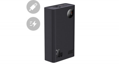 Baseus Adaman2 powerbank cu afișaj digital 20000mAh 30W 2 x USB / 1x USB tip C Power Delivery Fast Charge SCP, Oppo Super VOOC negru (PPAD050101) foto