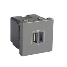 Priza USB tip A+C 2M 15W Legrand Mosaic aluminiu 079392