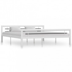 vidaXL Cadru de pat, alb și negru, 180 x 200 cm, metal