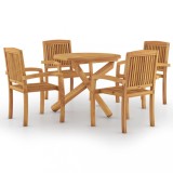 Set mobilier de gradina, 5 piese, din lemn masiv de tec