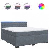 Cumpara ieftin Pat box spring cu saltea, gri inchis, 200x200 cm, catifea