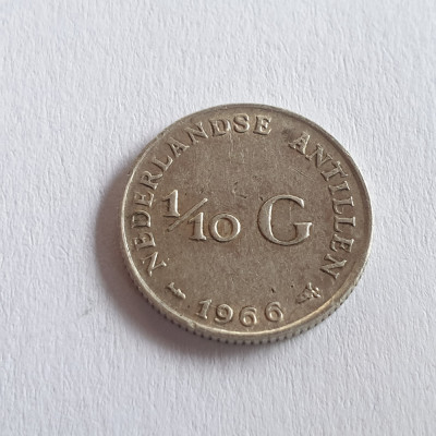 1/10 Gulden 1966 argint Antilele Olandeze foto