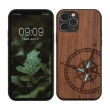 Husa Kwmobile Lemn Maro/Albastru pentru Apple iPhone 12 / 12 Pro. Protectie Antishock, Design Elegant