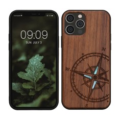 Husa kwmobile pentru Apple iPhone 12/iPhone 12 Pro, Lemn, Maro/Albastru, 52734.16