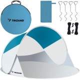 Cort de plaja pop-up Trizand 220x120x90 cm, turcoaz-gri