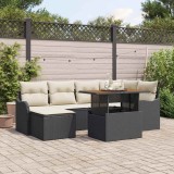 Cumpara ieftin Set de canapele pentru grădină cu pernă 7 pcs negru și crem
