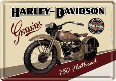 Placa metalica - Harley Davidson Flathead - 10x14 cm foto