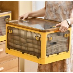 Cutie de depozitare pliabila, Cu capac, 40 L, Plastic, 47x35x24.5 cm, Portocaliu