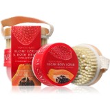 The Somerset Toiletry Co. Tropical Fruits Strawberry &amp; Papaya exfoliant de corp cu zahăr + perie de par 150 g