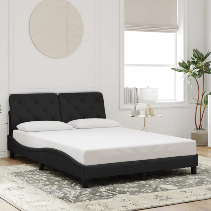 vidaXL Cadru de pat fără saltea, negru, 140x190 cm, catifea 3207919