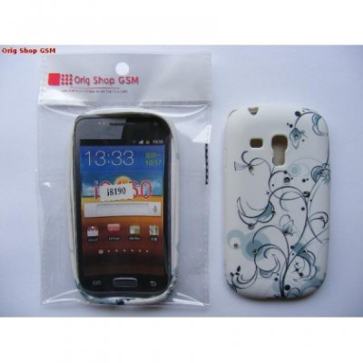 Husa silicon cu model Samsung Galaxy S3mini I8190 FLOWER Alb bul foto