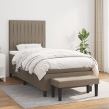 VidaXL Pat box spring cu saltea, gri taupe, 90x200 cm, textil
